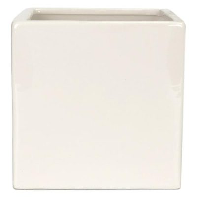 Cube Ceramic Vase 16X16X14Cmh / Gloss White  |  Ceramics & Cement Ceramics & Cement