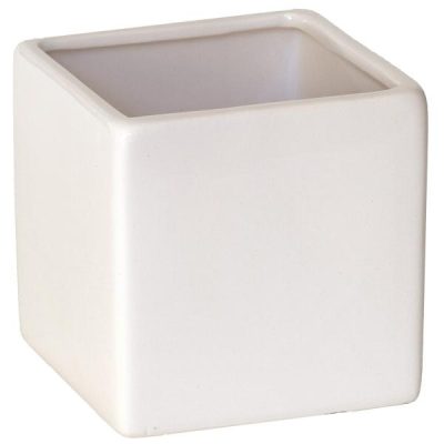 Cube Ceramic Vase 17Cm X 17Cm X 16.5Cmh / Matte White  |  Ceramic Vases Ceramic Vases Ceramic Vases