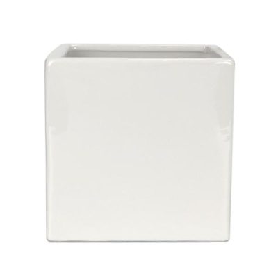 Cube Ceramic Vase – 10Cm X 10Cm X 10Cmh / Gloss White  |  Ceramics & Cement Ceramics & Cement Ceramics & Cement