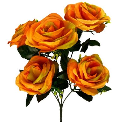 Diana Rose Bush – 36Cm / Orange  |  Artificial Budget Range Artificial Budget Range Artificial Budget Range