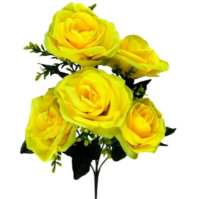 Diana Rose Bush – 36Cm / Yellow  |  Artificial Budget Range Artificial Flowers Artificial Budget Range