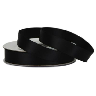 Double Face Satin Ribbon – 15Mm X 25Mts / Black  |  Ribbon – Satin Ribbon - Satin Black