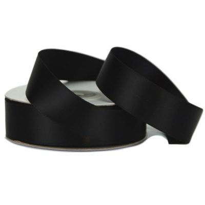 Double Face Satin Ribbon – 25Mm X 25Mts / Black  |  Ribbon – Satin Ribbon - Satin Black