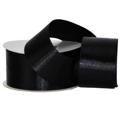 Double Face Satin Ribbon – 38Mm X 25Mts / Black  |  Ribbon – Satin Ribbon - Satin Black