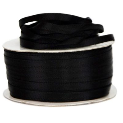 Double Face Satin Ribbon – 3Mm X 50Mts / Black  |  Ribbon – Satin Ribbon - Satin Black