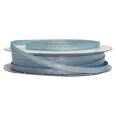 Double Face Satin Ribbon W/Metallic Edge (Pk/10) – 3Mm X 7Mtr / Light Blue W/Silver Edge  |  Ribbon – Satin Ribbon - Satin Ribbon - Satin