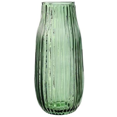 Evie Ribbed Cylinder Glass Vase – 25Cmh / Green  |  Coloured Glass Vases Coloured Glass Vases Coloured Glass Vases