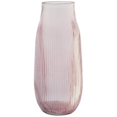 Evie Ribbed Cylinder Glass Vase – 25Cmh / Pink  |  Coloured Glass Vases Coloured Glass Vases Coloured Glass Vases