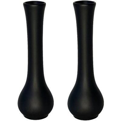 Florence Ceramic Bud Vase (Set/2) – Top 4Cmd X Base 4.5Cmd X 21Cmh / Black  |  Ceramic Vases Ceramic Vases Black