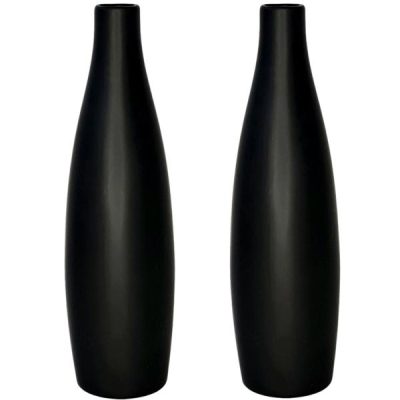 Florence Skittle Ceramic Bud Vase (Set/2) – 2.5Cmd X 25Cmh / Black  |  Ceramic Vases Ceramic Vases Black