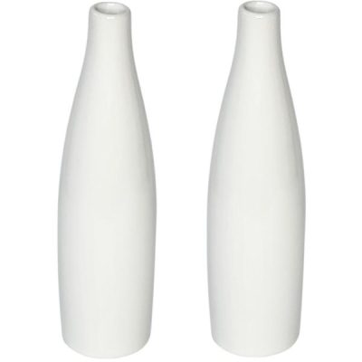 Florence Skittle Ceramic Bud Vase (Set/2) – 2.5Cmd X 25Cmh / White  |  Ceramic Vases Ceramic Vases Ceramic Vases