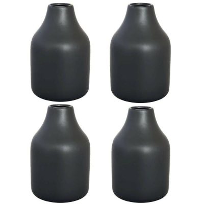 Florence Vessel Ceramic Vase (Set/4) – Top 4Cmd, Base 9Cmd X 16Cmh / Black  |  Ceramic Vases Ceramic Vases Black