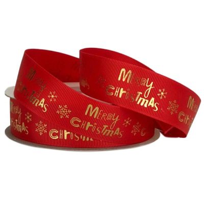 Grosgrain W/Metallic Christmas Print – 25Mm X 22.8Mtr / Red  |  Christmas Ribbon & Wrap Christmas Ribbon & Wrap Christmas Ribbon & Wrap