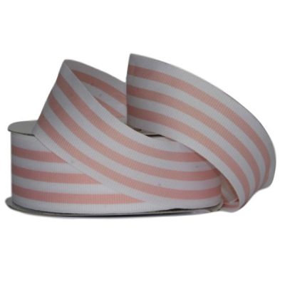 Grosgrain Woven Stripe Ribbon – 38Mm X 25Mtr / Light Pink & White  |  Ribbon – Grosgrain Ribbon - Grosgrain Ribbon - Grosgrain