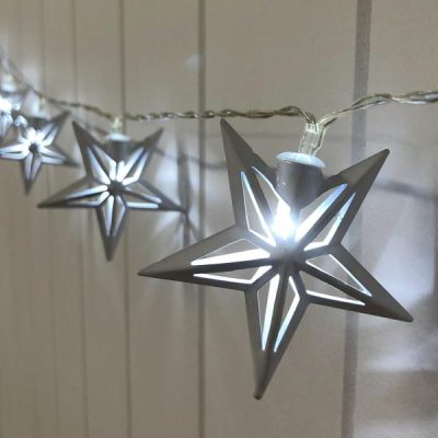 Hanging Star Lights X 10 – 150Cml / Cool White  |  Lights Florist Supplies Lights