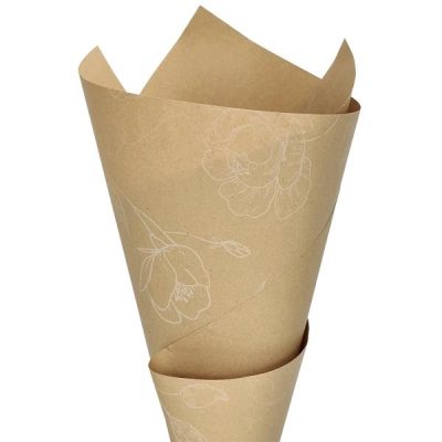 Kraft Paper W/Floral Vine Print – 50Cm X 70Cm X 50 Sheets / Kraft/White Print  |  Wrapping – Paper Sheets Ribbon & Wrapping Kraft W,White Print