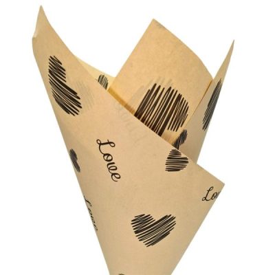 Kraft Paper W/Love Pattern – 50Cm X 70Cm X 30Sheets / Kraft With Black Print  |  Wrapping – Paper Sheets Ribbon & Wrapping Wrapping - Paper Sheets