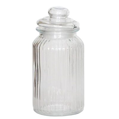 Large Ribbed Glass Jar With Lid / 18Cmh  |  Glass Jars Glass Jars Glass Jars