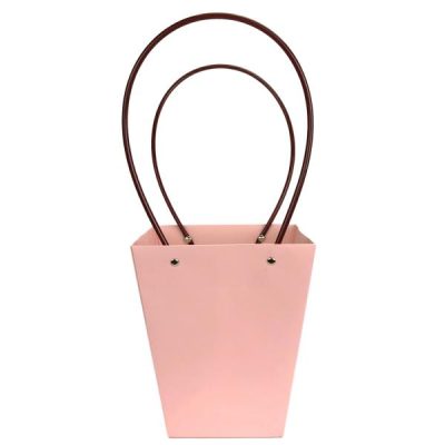 Large V Laminated Cardboard Flower Bag – 17Cm X 12Cm X 20Cmh / Pink  |  Posy Boxes Gift & Flower Bags Gift & Flower Bags