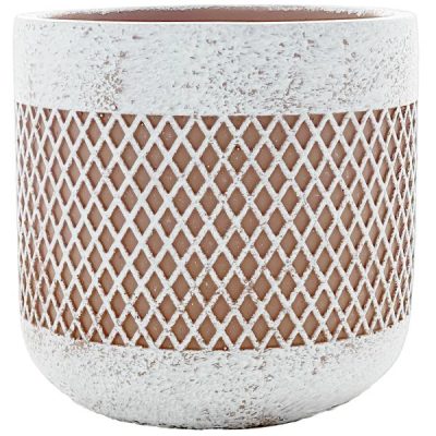 Lg Lattice Cement Vase – 13.8Cmd X 13.5Cmh / White Wash  |  Ceramics & Cement Ceramics & Cement Ceramics & Cement