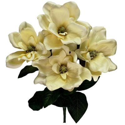 Magnolia Bush X 5 – 55Cm / Champagne  |  Artificial Bushes Artificial Bushes Artificial Bushes