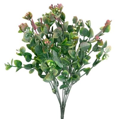 Mallee Eucalyptus Bush – 34Cml / Green With Pink Tips  |  Artificial Greenery Bushes Artificial Eucalyptus Artificial Eucalyptus