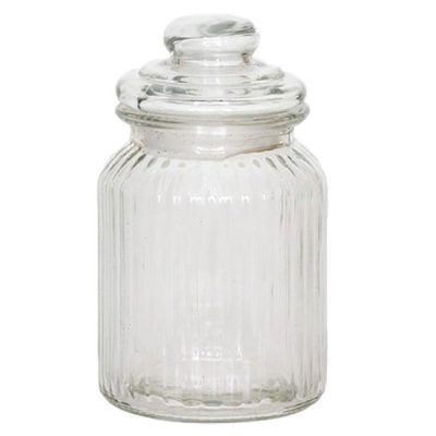 Medium Ribbed Glass Jar With Lid / 14.5Cmh  |  Glass Jars Glass Jars Glass Jars