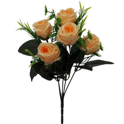 Mini Rose Bush – 30Cml / Apricot  |  Artificial Roses Artificial Budget Range Apricot