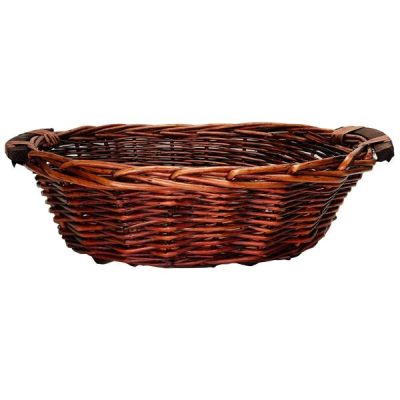 Oval Willow Tray W/Wooden Handle-35Cmlx27.5Cmwx11Cmh/Brown  |  Hamper Baskets Hamper Baskets Brown Lacquered