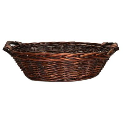 Oval Willow Tray W/Wooden Handles – 50Cml X 40Cmw X 14Cmh / Brown  |  Hamper Baskets Hamper Baskets Brown Lacquered