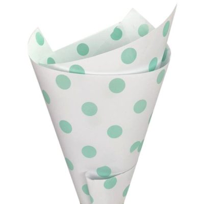 Paper W/Polka Dots – 50 X 70Cm X30 Sheets / White W/Pale Blue  |  Wrapping – Paper Sheets Ribbon & Wrapping White W,Pale Blue