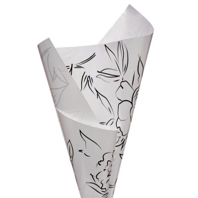 Peony Print Pearl Poly – 50Mic – 50Cm X 70Cm X 100Sheets / White/Black Print  |  Wrapping – Cello Sheets & Bags Ribbon & Wrapping White Pearl,Black Print