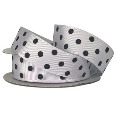 Polka Dot Grosgrain Ribbon – 25Mm X 25Mtr / White  |  Ribbon – Grosgrain Ribbon - Grosgrain Ribbon - Grosgrain