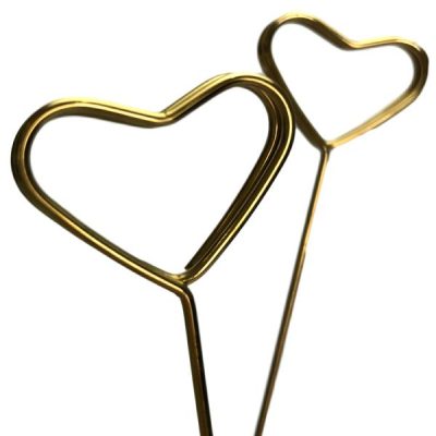 Premium Metal Heart Card Holder X 10Pcs – 35Cml / Metallic Gold  |  Novelty Picks & Blackboards Florist Supplies Metallic Gold