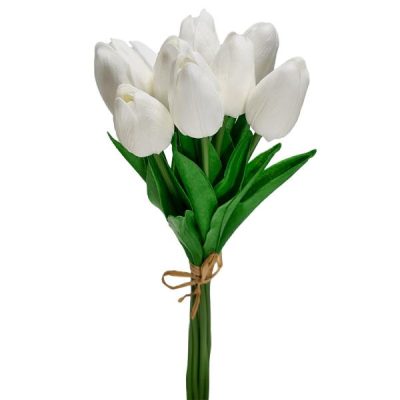 Real Touch Artificial Tulip Bundle – 33Cml / White  |  Artificial Bushes Artificial Bushes Artificial Bushes