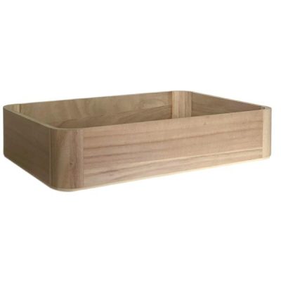 Rectangle Wood Tray W/Rounded Corners – Medium – 33Cml X 23Cmw X 7Cmh / Natural  |  Wood Trays And Boxes Pots & Baskets Natural