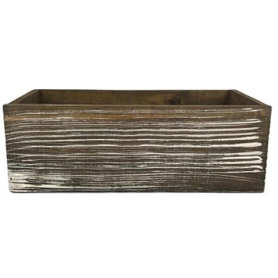 Rectangle Wooden Box-24.5Cmlx13Cmwx8.5Cmh / Brown Wash  |  Wood Trays And Boxes Pots & Baskets Brown,White Wash