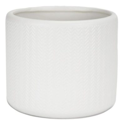 Round Ceramic Pot W/Wave Pattern – 14Cmd X 12Cmh / White  |  Ceramics & Cement Ceramics & Cement Ceramics & Cement