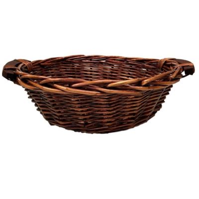 Round Willow Tray W/Wooden Handles – 28Cmd X 10Cmh / Brown  |  Hamper Baskets Hamper Baskets Hamper Baskets