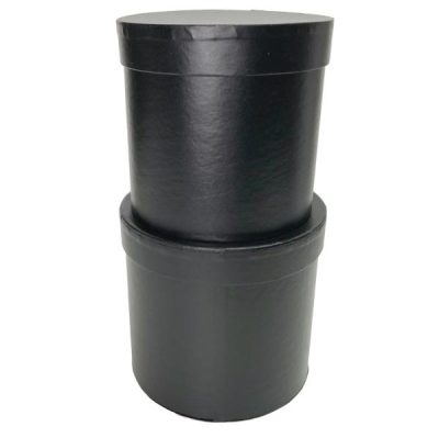 S/2 Cardboard Cylinder Box – Lg: 16Cmd X 14Cmh, Sm: 14Cmd X 13.5Cmh / Black  |  Hat Boxes Gift Packaging Black