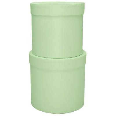 S/2 Cardboard Cylinder Box – Lg: 16Cmd X 14Cmh, Sm: 14Cmd X 13.5Cmh / Soft Green  |  Hat Boxes Gift Packaging Hat Boxes