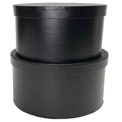 S/2 Cardboard Squat Cylinder Box – Lg: 22.5Cmd X 13.5Cmh, Sm: 20Cmd X 11Cmh / Black  |  Hat Boxes Gift Packaging Black