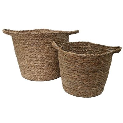 S/2 Round Woven Basket W/Handles – L: Top D 32Cm X 28Cmh, S: Top D 26Cm X 23Cmh / Natural  |  Flower & Plant Baskets Flower & Plant Baskets Flower & Plant Baskets