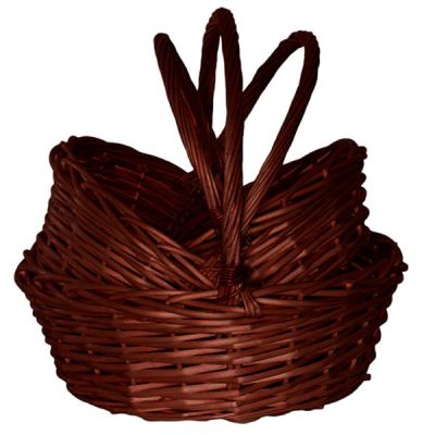 S/3 Oval Willow Basket – Lg: 44Cml X 35Cmw X 13Cmh / Brown  |  Hamper Baskets Hamper Baskets Brown