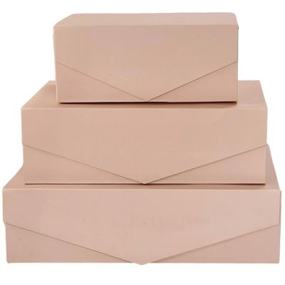 S/3 Rect Folding Gift Boxes – Lge: 35Cm X 23Cm X 10Cmh / Pink  |  Magnetic Boxes Gift Packaging Magnetic Boxes