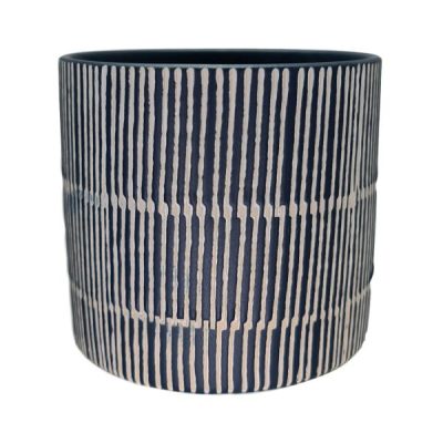 Sm Linea Ceramic Vase – 11.5Cmd X 10Cmh / Navy  |  Ceramics & Cement Ceramics & Cement Ceramics & Cement