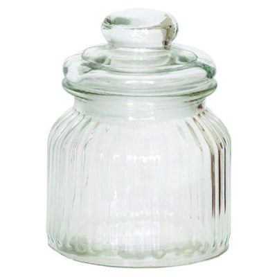 Small Ribbed Glass Jar With Lid / 10Cmh  |  Glass Jars Glass Jars Glass Jars