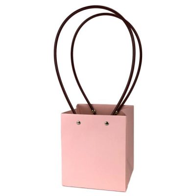 Square Laminated Paper Posy Bag – 13Cm X 12.5Cm X 15Cmh / Pink  |  Posy Boxes Gift & Flower Bags Gift & Flower Bags