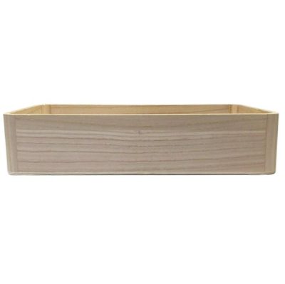 Square Wood Tray W/Rounded Corners – 24Cm X 24Cm X 7Cm H / Natural  |  Wood Trays And Boxes Pots & Baskets Natural