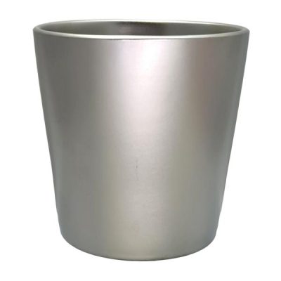 Squat Cone Ceramic Vase – Top: 13Cmd Base: 10Cmd X 13Cmh / Matte Metallic Silver  |  Ceramics & Cement Ceramics & Cement Ceramics & Cement